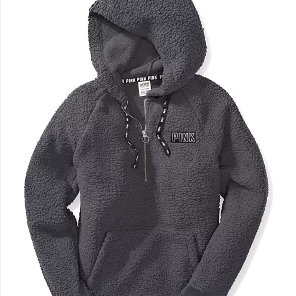 VS PINK TEDDY HALF-ZIP PULLOVER